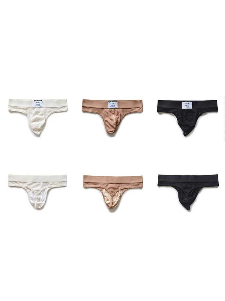 Men's Solid-Color Low-Rise Sexy Mesh Thong