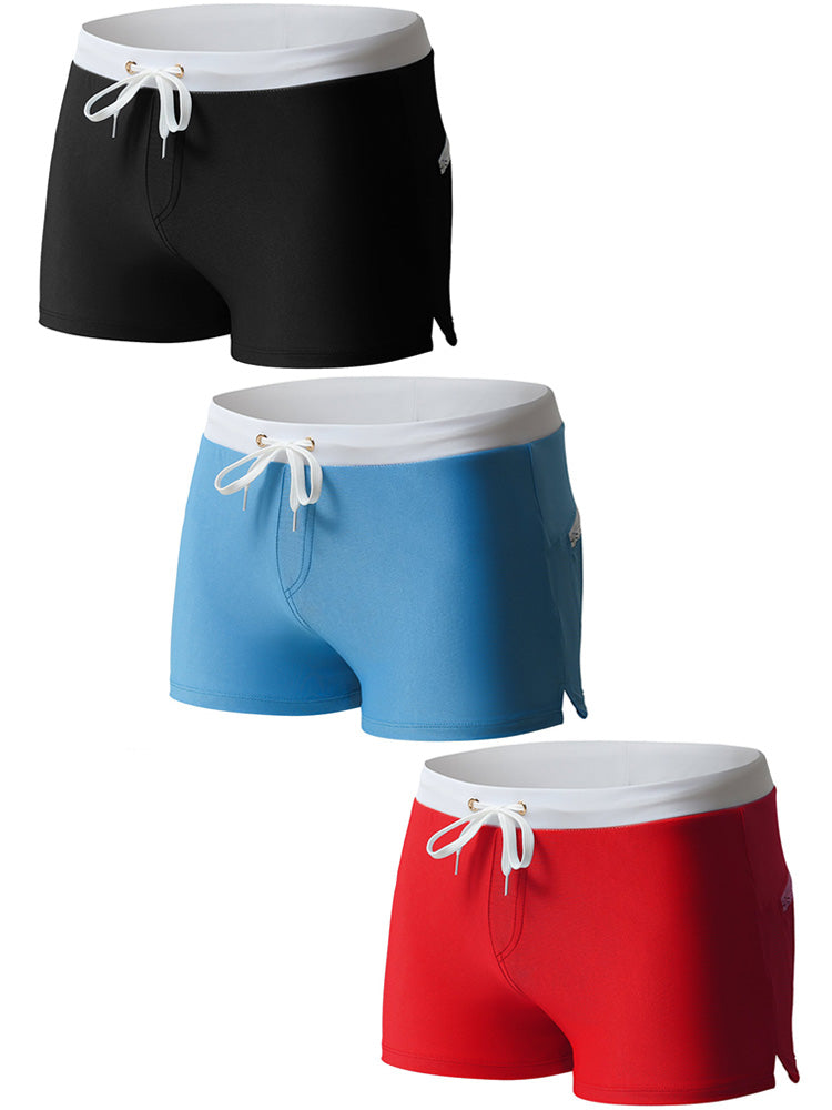 Men's Solid Color Beach Quick-drying Flat Swim Trunks