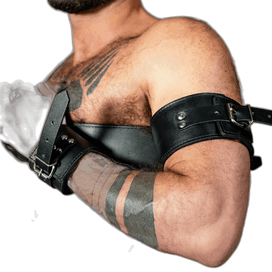 ruff GEAR Leather BOUND Arm Wrist Chest Restraint