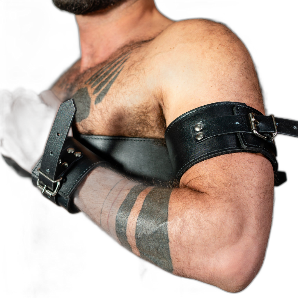 ruff GEAR Leather BOUND Arm Wrist Chest Restraint