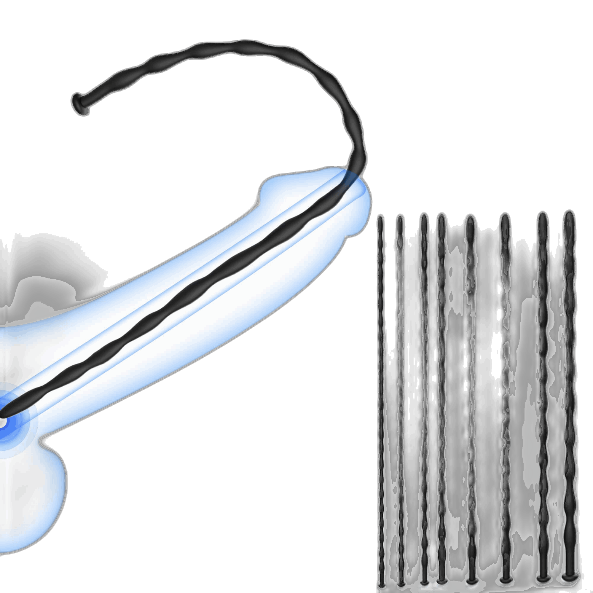 Ribbed Silicone Urethral Sounding Set - 8 Pcs
