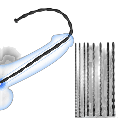 Ribbed Silicone Urethral Sounding Set - 8 Pcs