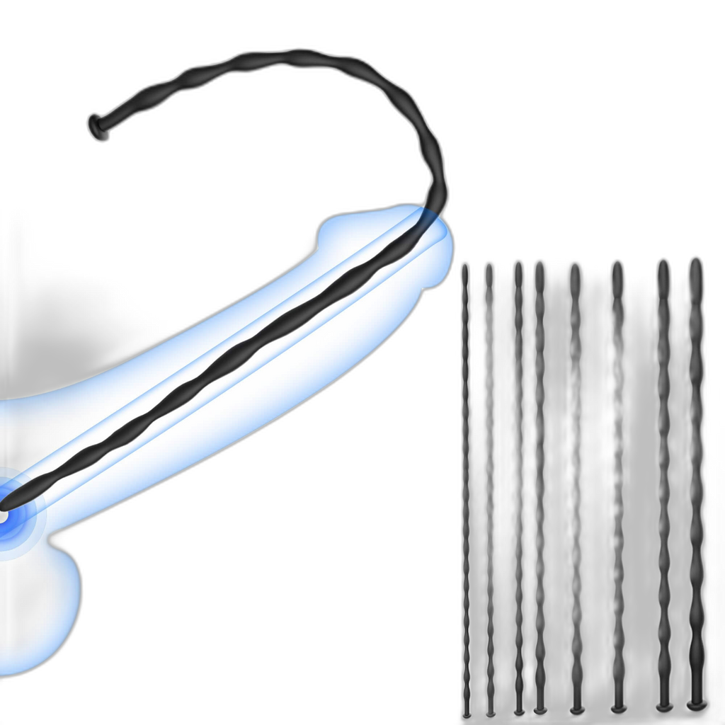 Ribbed Silicone Urethral Sounding Set - 8 Pcs