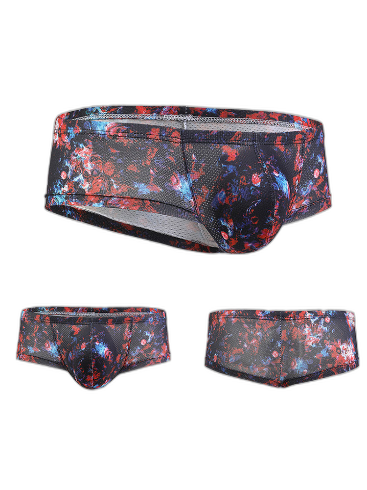 Men's Sexy Botanical Printed Mesh Underwear