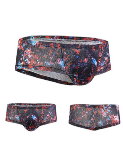 Men's Sexy Botanical Printed Mesh Underwear