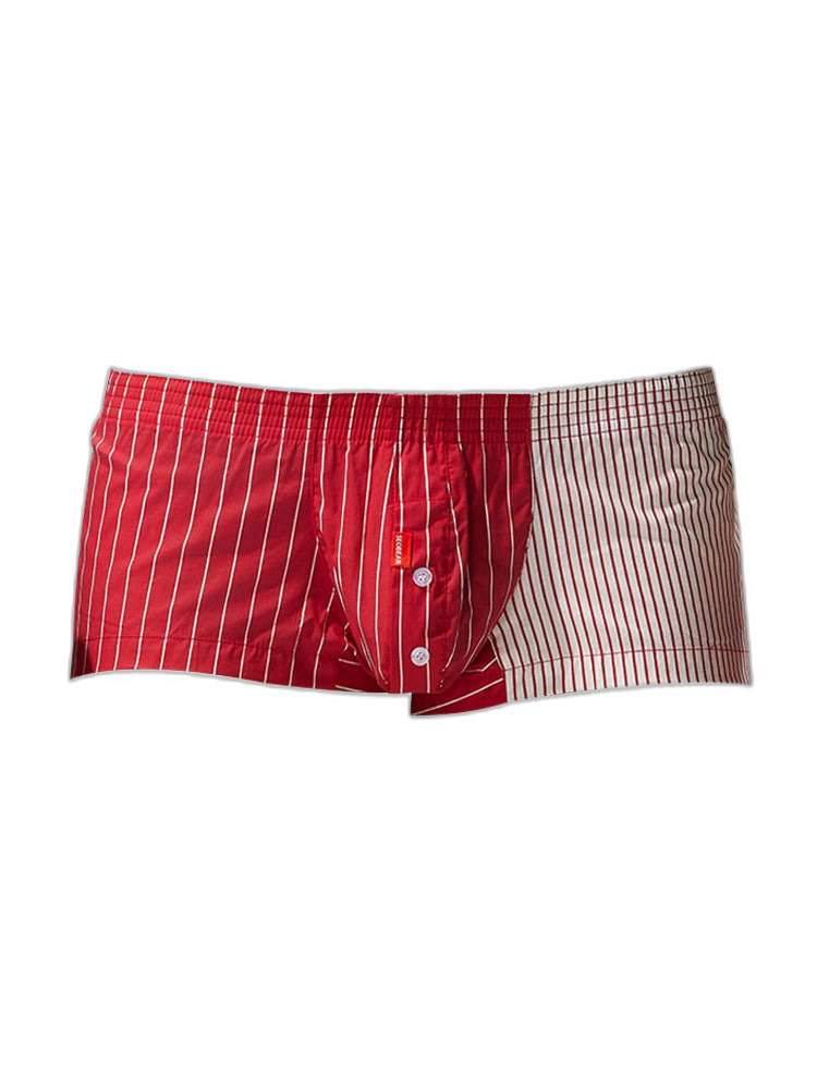 2 Pack Men's Fashionable Cotton Lounge Shorts with Stripe Patchwork
