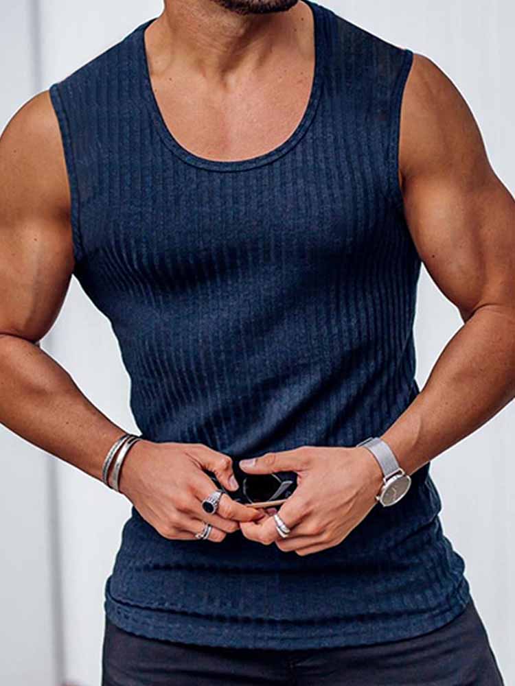 Summer Knitted Sleeveless Wide Shoulder Tank Tops