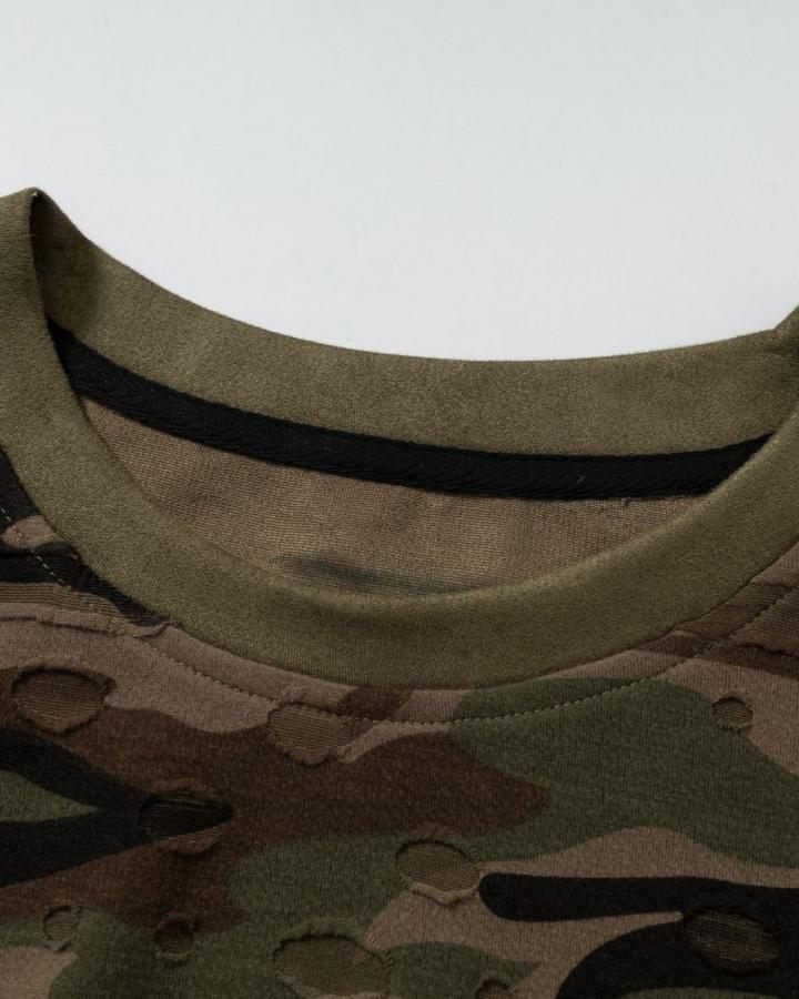 American Retro Wasteland Style Ripped Camouflage Vest