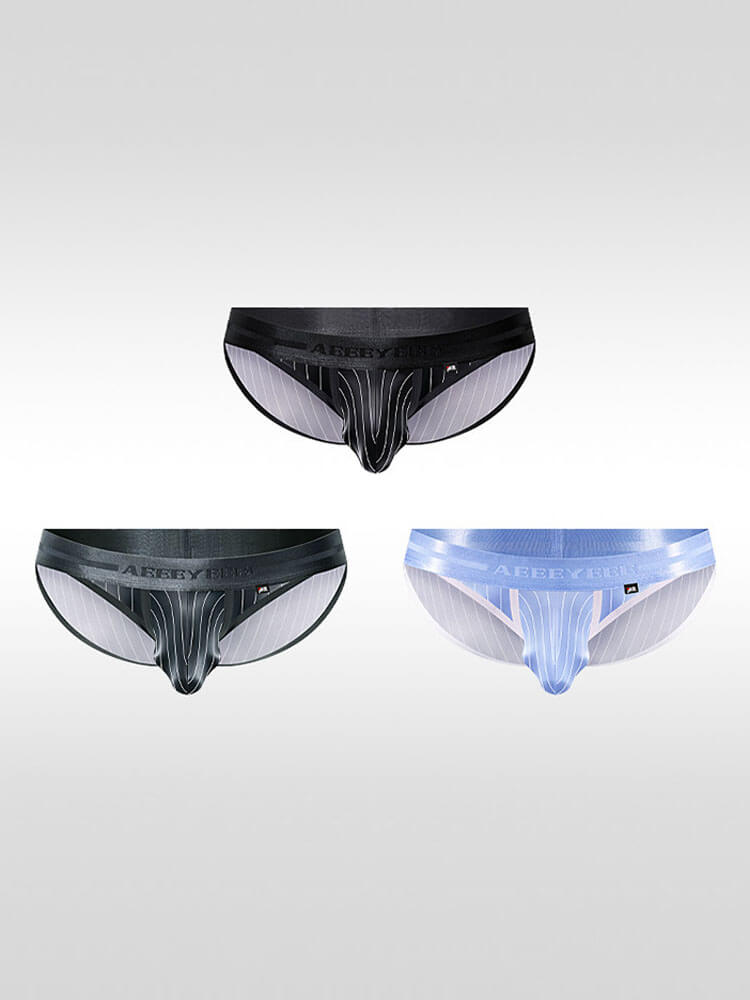 Men's Sexy Low-Rise High-Cut Striped Briefs