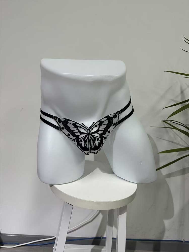 Men's Sexy Lace Butterfly Back Hollow-Out Thong