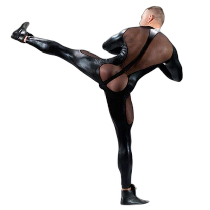 PVC Leather Mesh Kink Bodysuit
