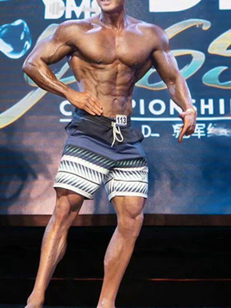 Men's Printed Bodybuilding Beach Drawstring Shorts
