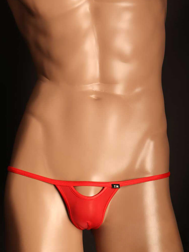 Men's Solid Sexy Front Hollow Low Rise Thong