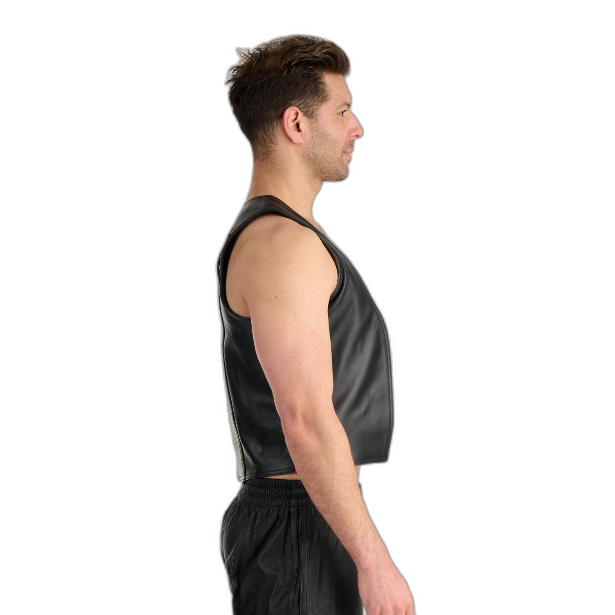 Prowler RED Leather Waistcoat Black Red