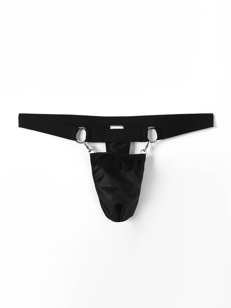 Men's Double Ring Splicing Solid Color Sexy Thong