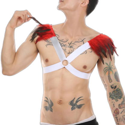 Men's Feather Decorative Harness Strap