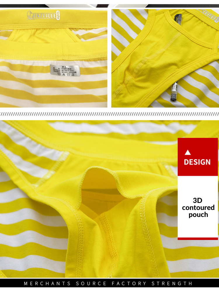 3 Pack Men's Mid-Rise Cotton Striped Briefs