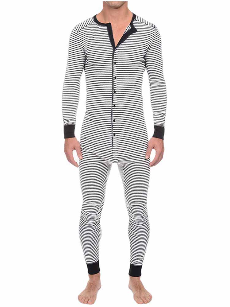 Men's Striped Pajama Jumpsuit
