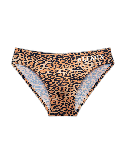 3 Pack ALLMIX Men's 3D Pouch Sexy Leopard Print Ice Silk Briefs