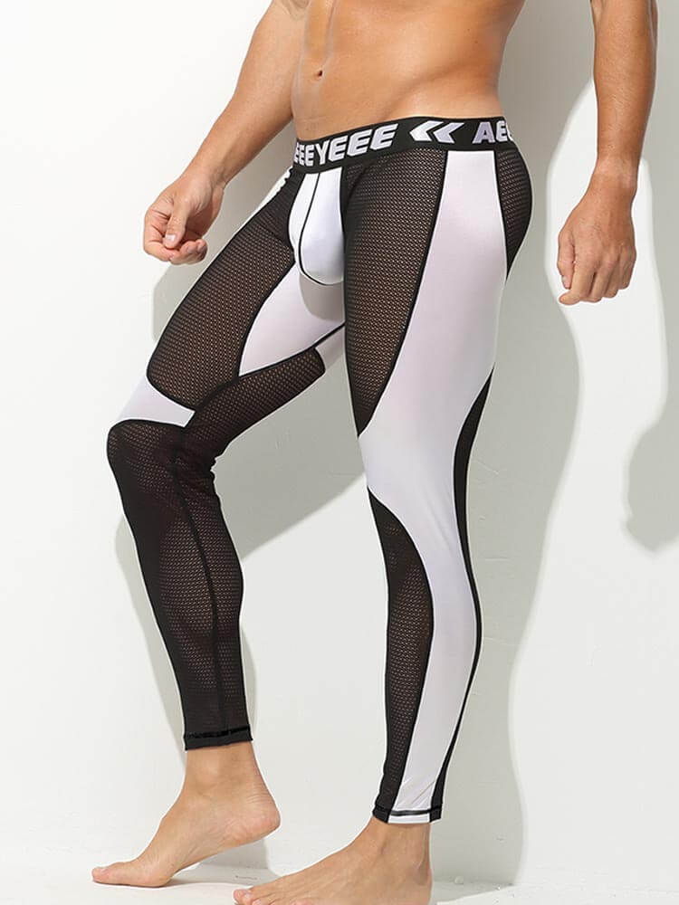Men's Low-Rise Mesh Patchwork Base Layer Leggings