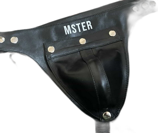 MSTER Leather Adjustable Jockstrap Detachable Pouch Black