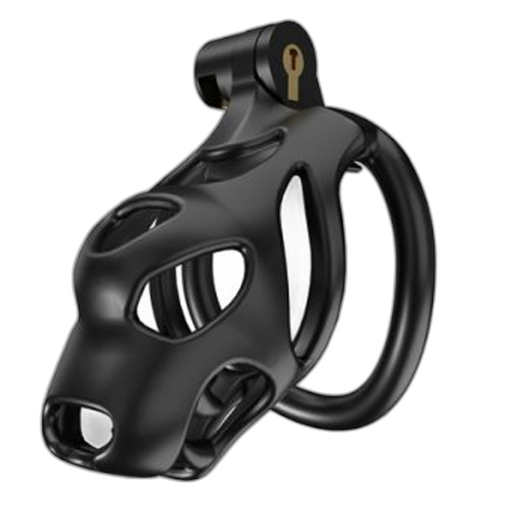 LOCK4D Dog Head Bent Ring Chastity Cock Cage Medium