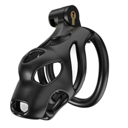 LOCK4D Dog Head Bent Ring Chastity Cock Cage Medium