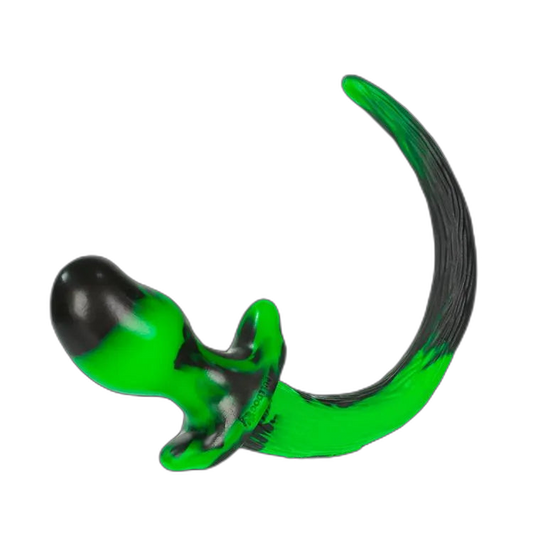 BULLDOG Puppy Tail Butt Plug | Green & Black Swirl