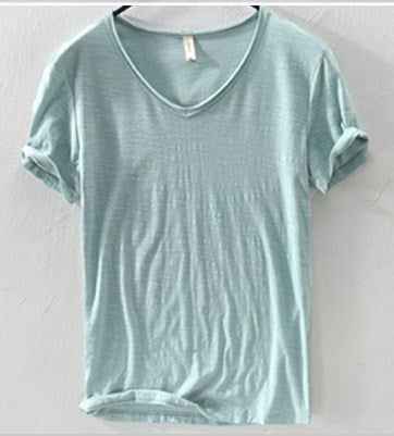 Men's Cotton Short Sleeve V-neck T-shirt