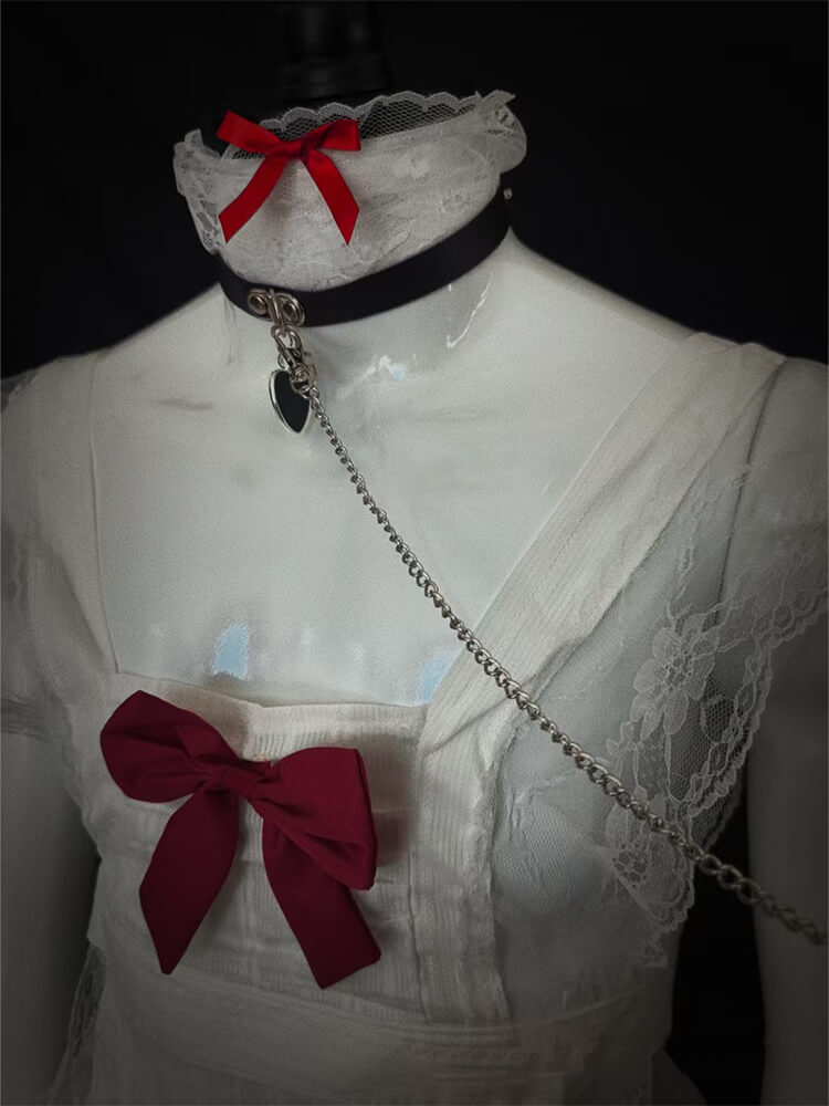 Men's Sexy Lace Maid Tutu Costume & Leash Set