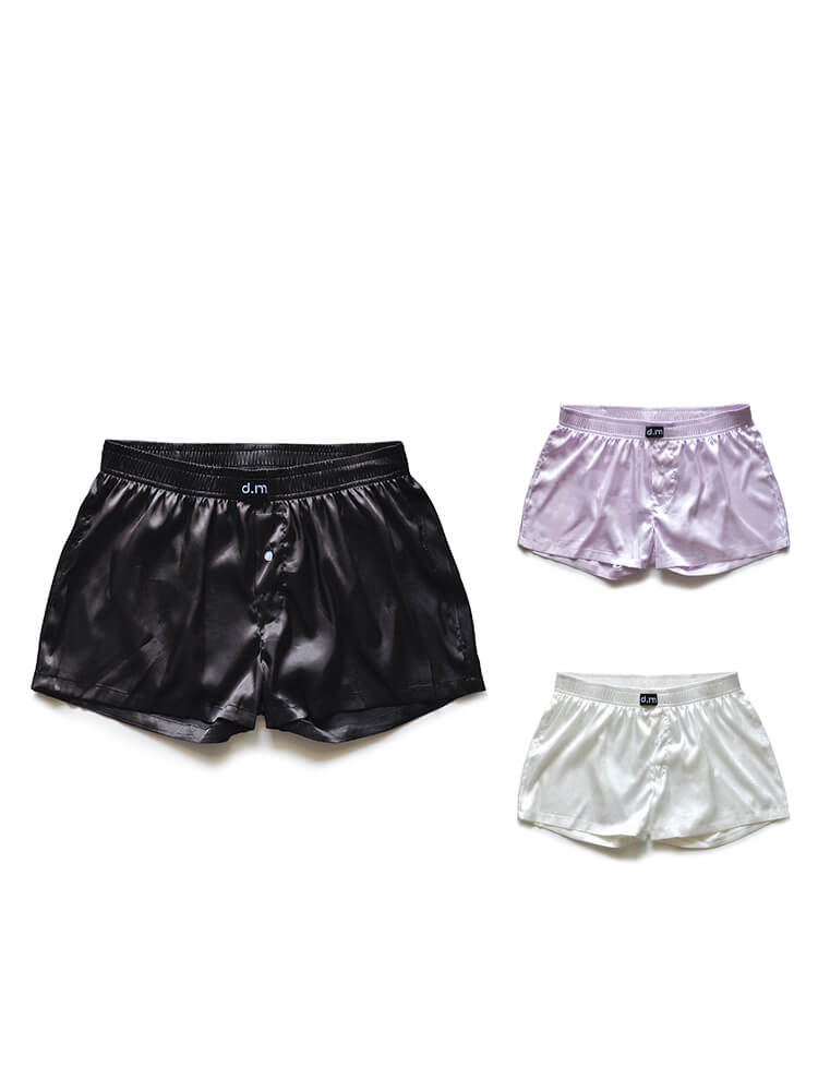 D.M Men's Loose Silky Simulated Silk Boxer Briefs