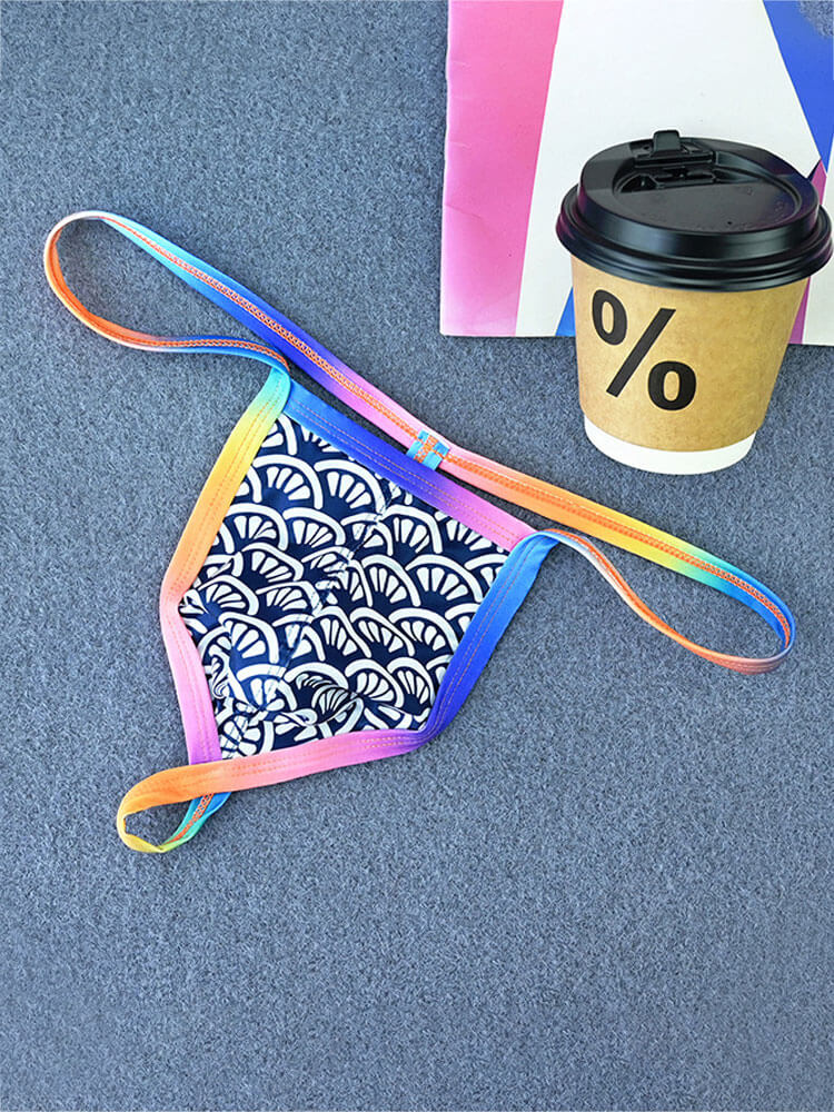 Men's Rainbow Thin Strap Printed U-Pouch Thong
