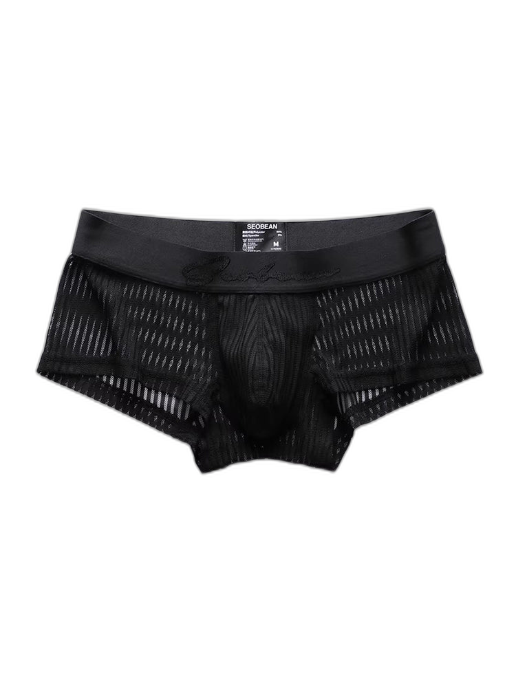 3 Pack Men's Striped Mesh Trunks with Comfort Pouch