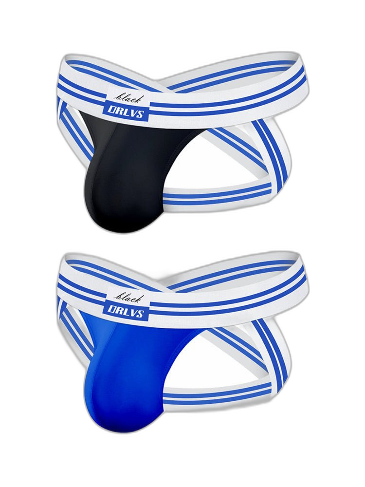 2 Pack Men's Sexy Low-Rise Breathable Trendy Design Lightweight Jockstrap