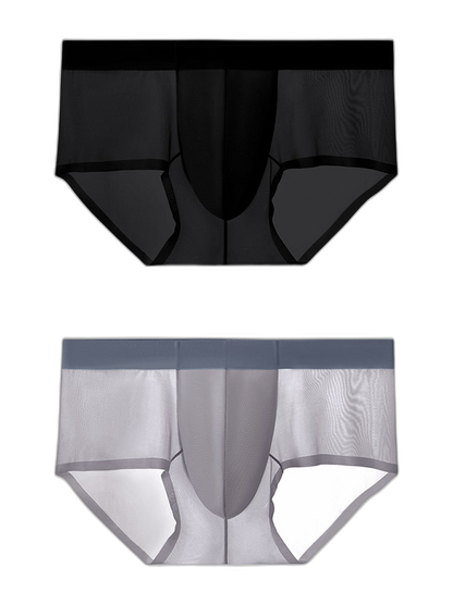 2 Pack Men's Ultra-Thin Breathable Antibacterial Crotch Briefs