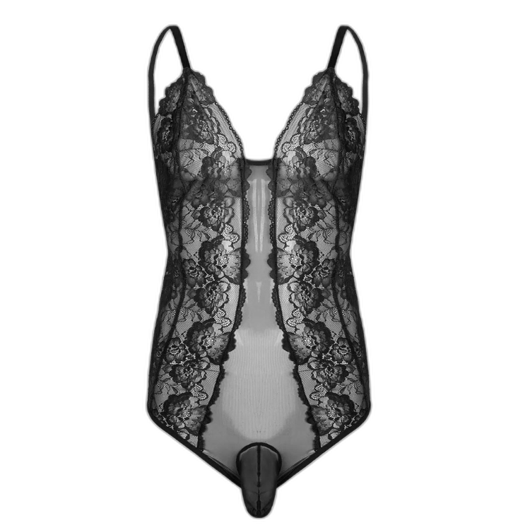 Lace Bodysuit Transparent Erotic Wear for Androgynes
