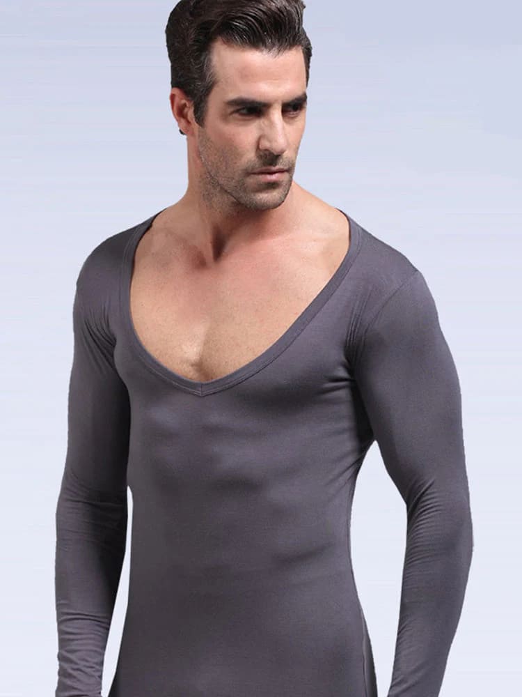 Men's Ultra Soft Low Cut V-Neck Thermal Shirt