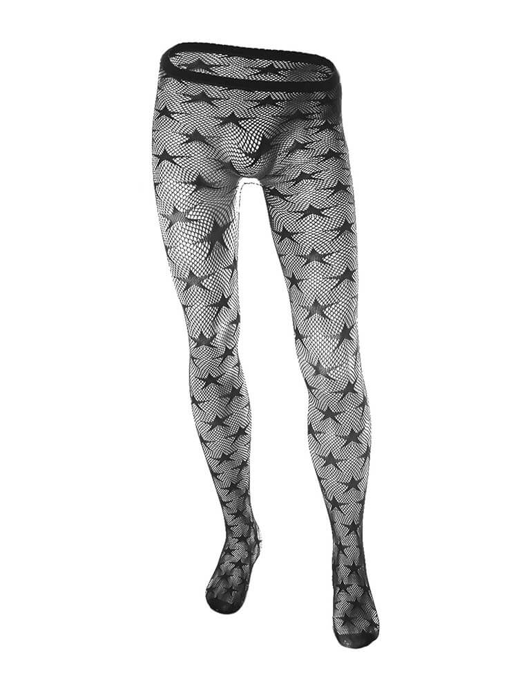 Men's Sexy Jacquard Black Fishnet Stockings