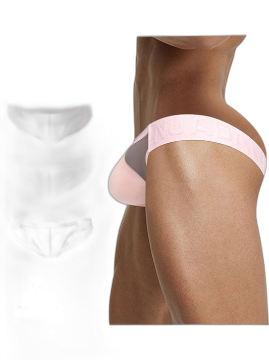 2 Pack Men's Sheer No-Waistband Jockstrap with Textured Pattern