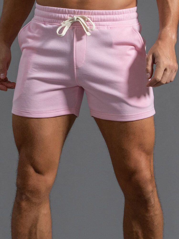 Men's Casual Solid Cotton Gym Shorts