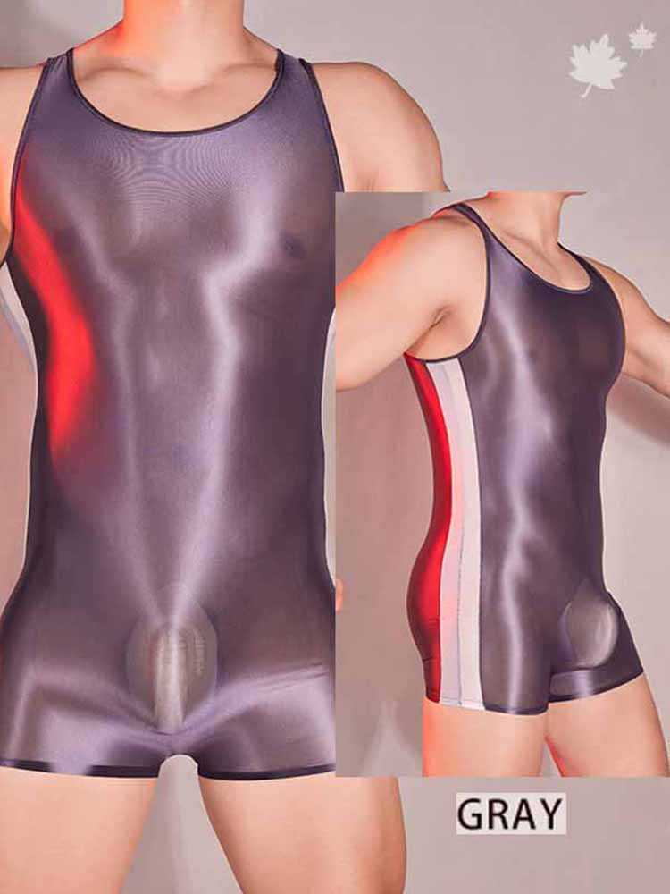 Men's Side Striped Thin Sleeveless Bodysuit
