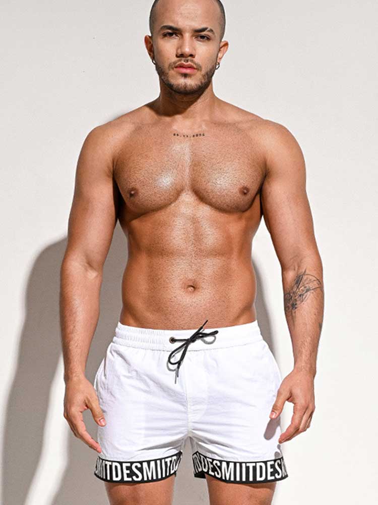 Men's Stylish Letter Athletic Beach Swim Trunks