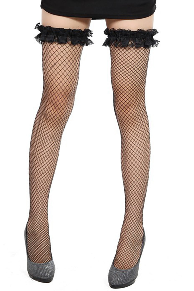 Solid Color Lace Long Tube Stockings Socks