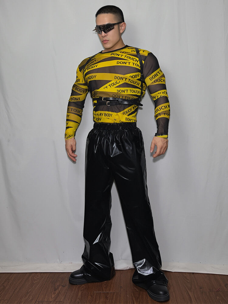 Men's Striped Mesh Long-Sleeve Performance Costume Set