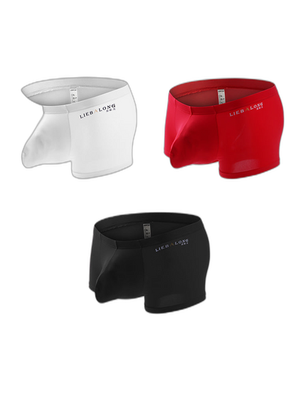3 Pack Men's Breathable Ice Silk Double-Layered Big Pouch Sexy Boxer Briefs