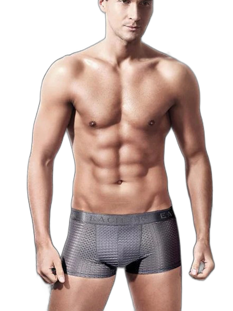 Men's Mesh Thin Ice Silk High-Stretch Comfy Waistband Trunks
