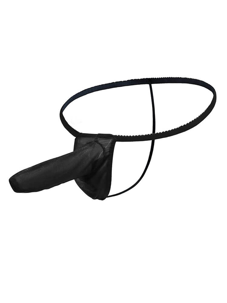 Men's Sexy Thin-Strapped Black Mesh Thong