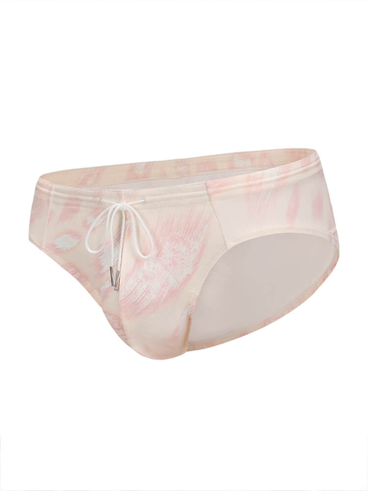 Men's Pink Teeth-Mark and Gunman Print Swim Briefs