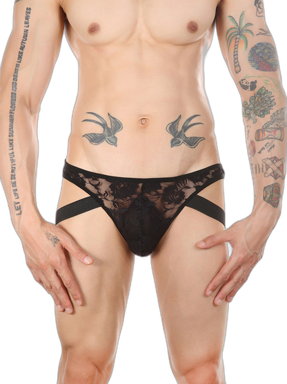 2-pack Men's Lace See-through Thongs