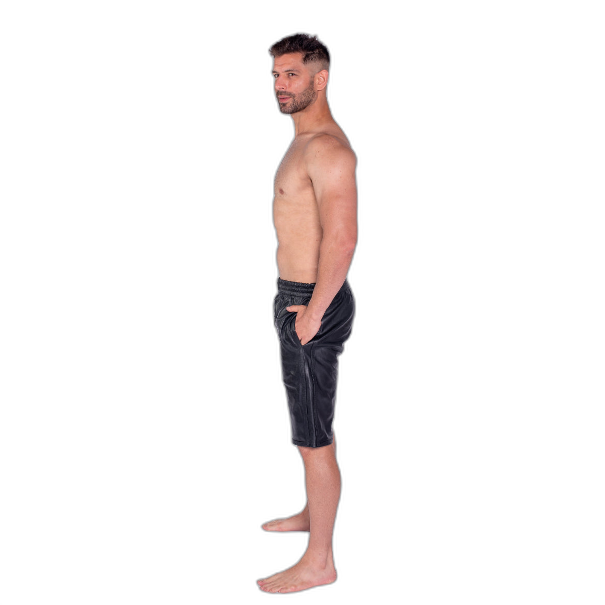 Prowler RED Leather Long Sports Shorts Black